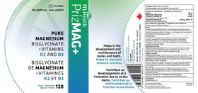 Mag365 PrizMAG Plus capsules, informations nutritionnelles sur l'emballage