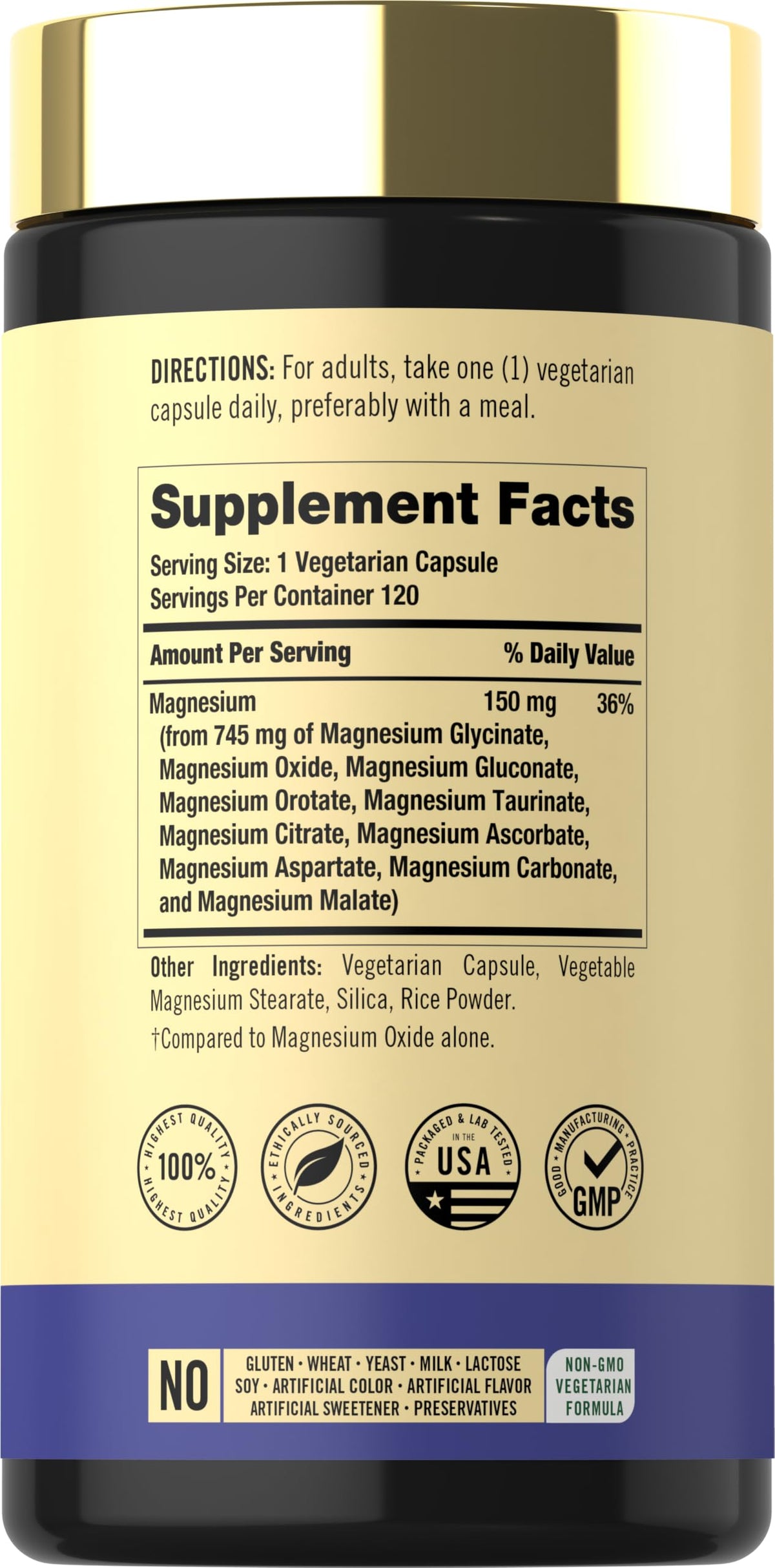 Magfusion-10 complément alimentaire magnésium 745 mg 120 capsules et étiquette
