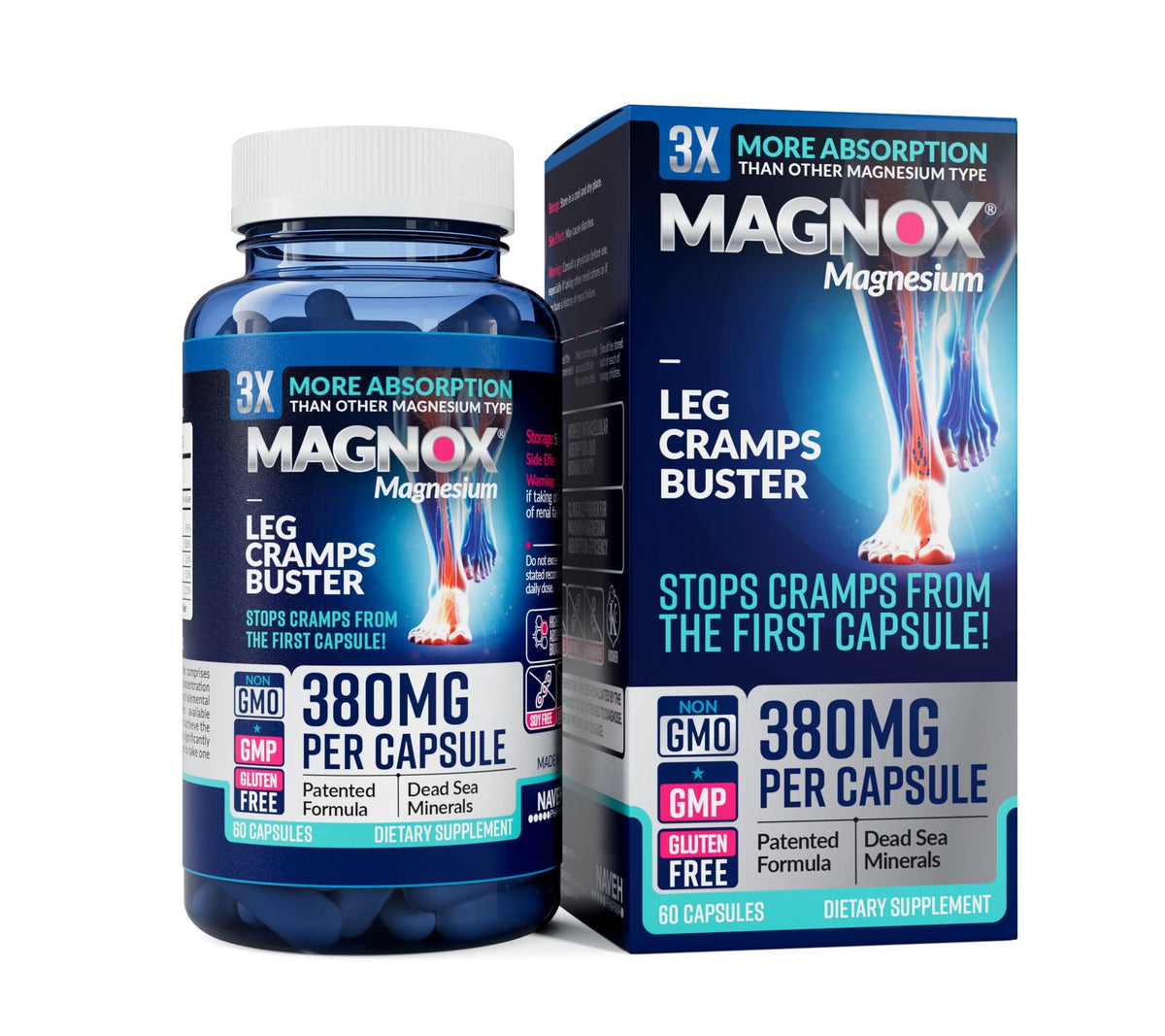 MAGNOX Buster complément alimentaire magnésium 380mg, boîte de 60 capsules