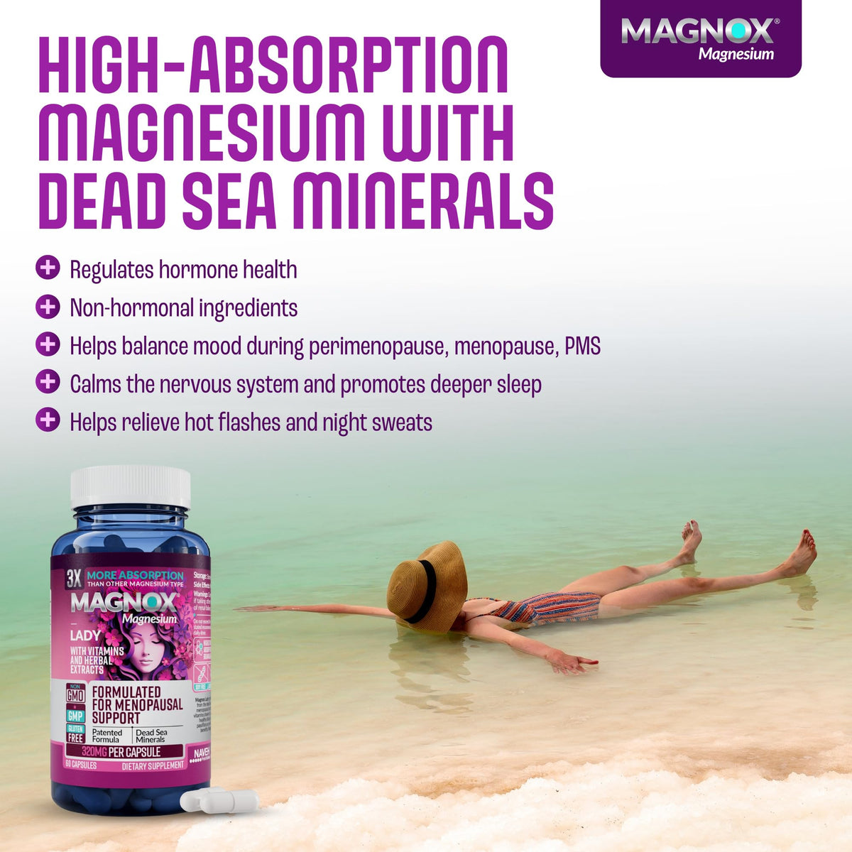 MAGNOX Complément Alimentaire Magnésium 320mg 60 Capsules - vue arrière