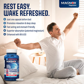 MAGNOX Complément Alimentaire Magnésium B6 D3 432mg 60 Capsules - dos de l'emballage