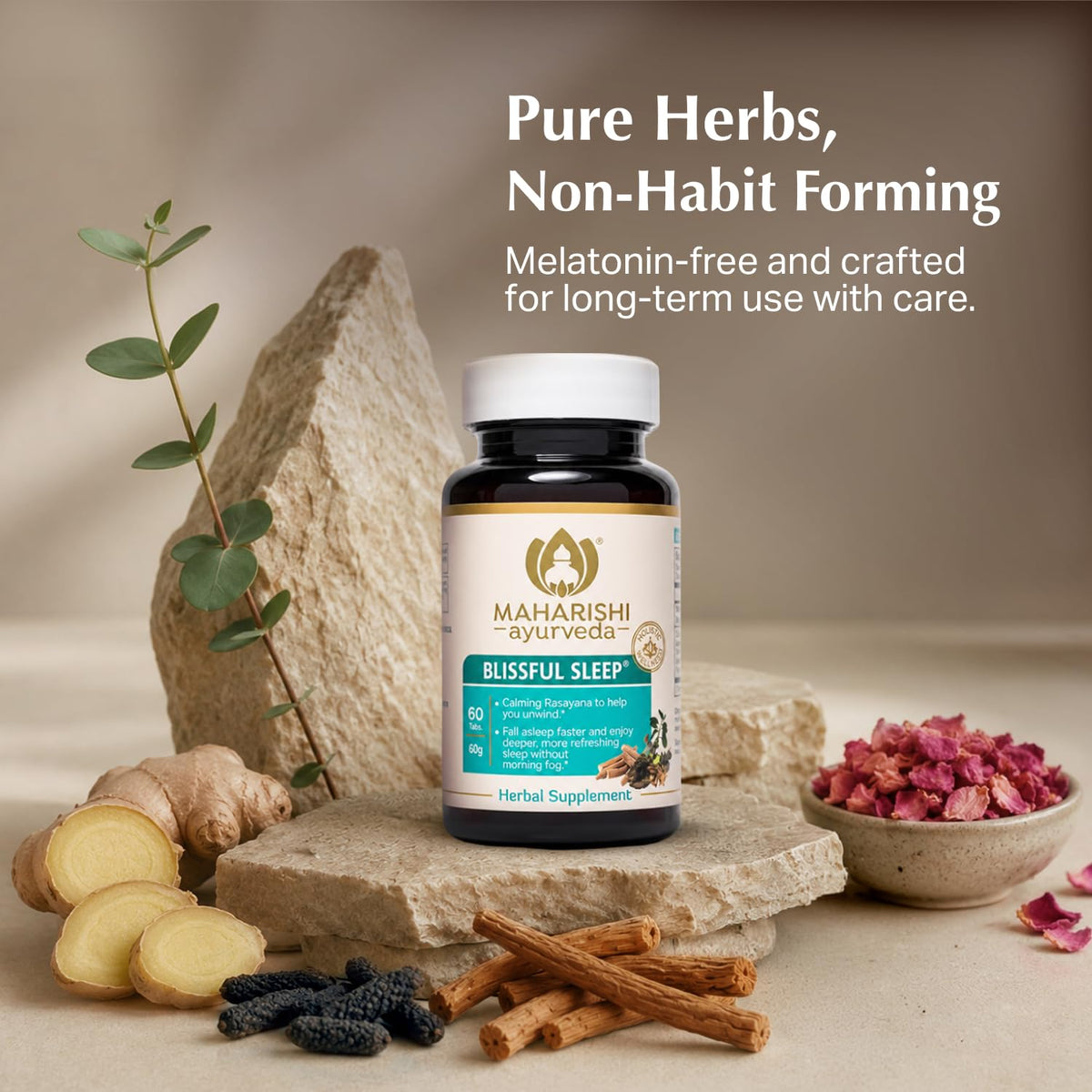 Maharishi Ayurveda Blissful Sleep 60 comprimés en main