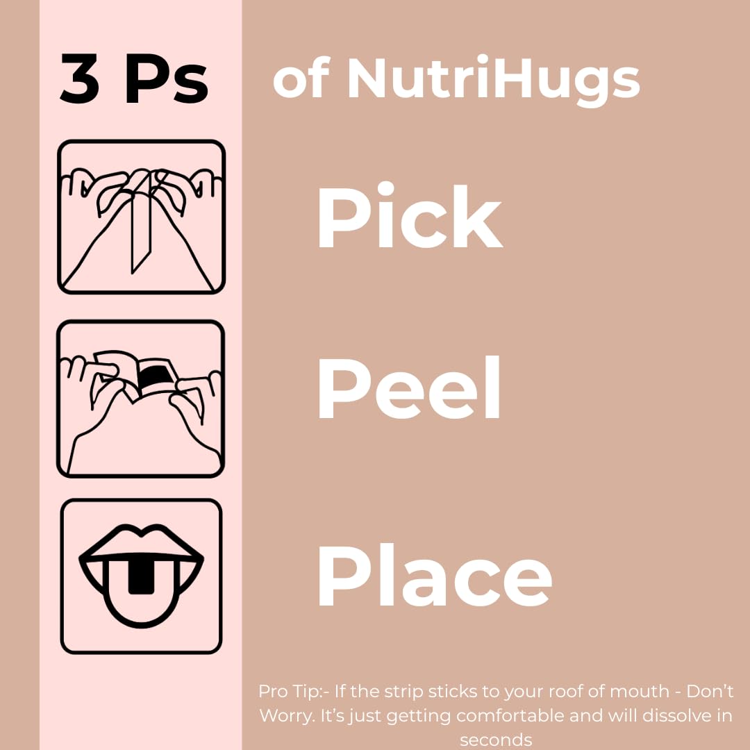 Mains tenant les bandes orales MedHugs NutriHugs