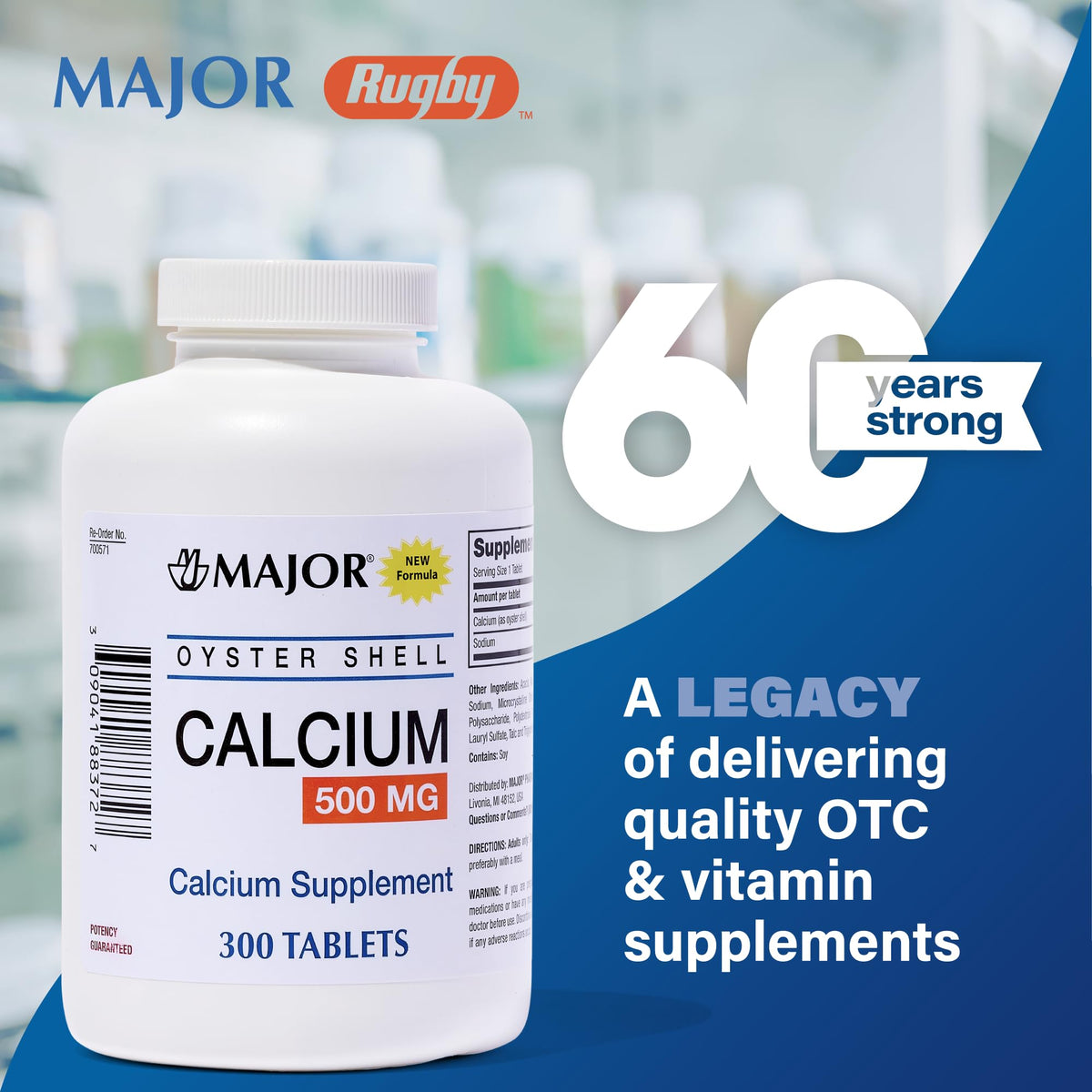 MAJOR Calcium de Coquille d'Huitre 500 mg - comprimés avec un verre d'eau