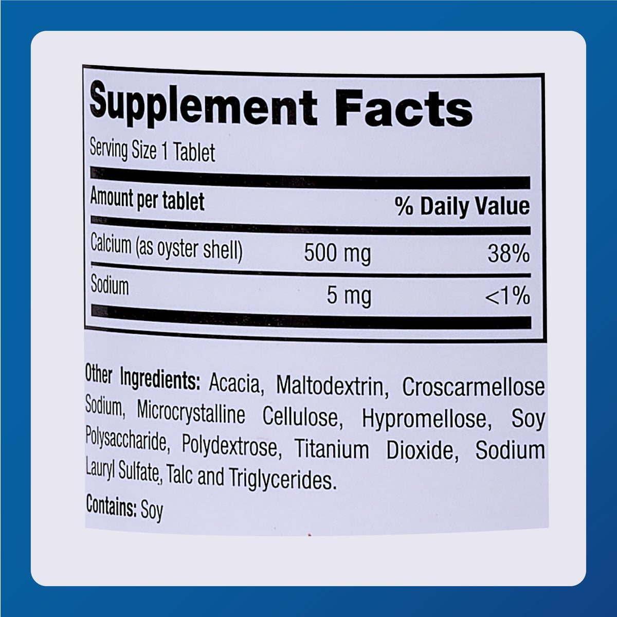 MAJOR Calcium de Coquille d'Huitre 500 mg - comprimés sur une table