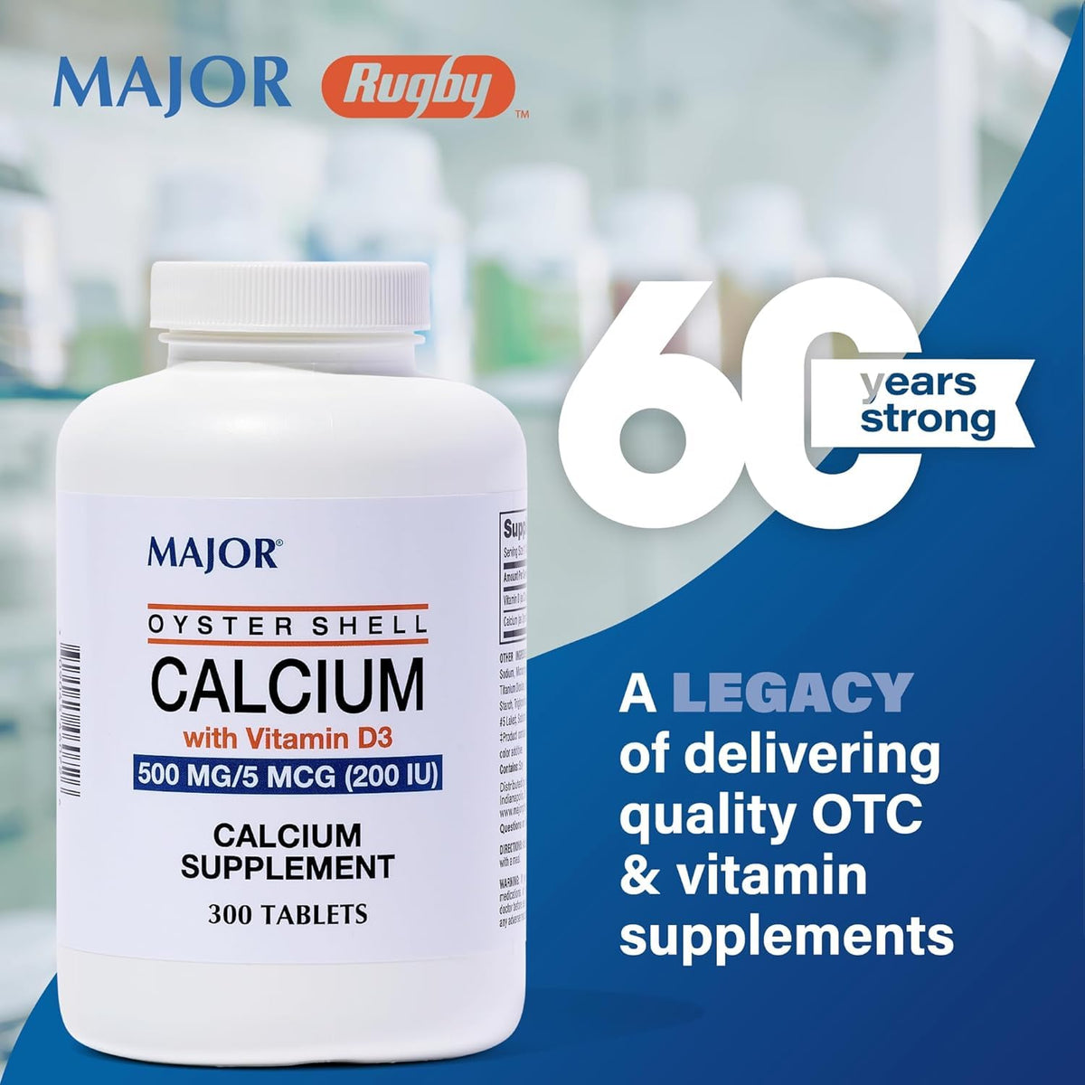 MAJOR Calcium de Coquilles d'Huitres avec Vitamine D3 sur une table