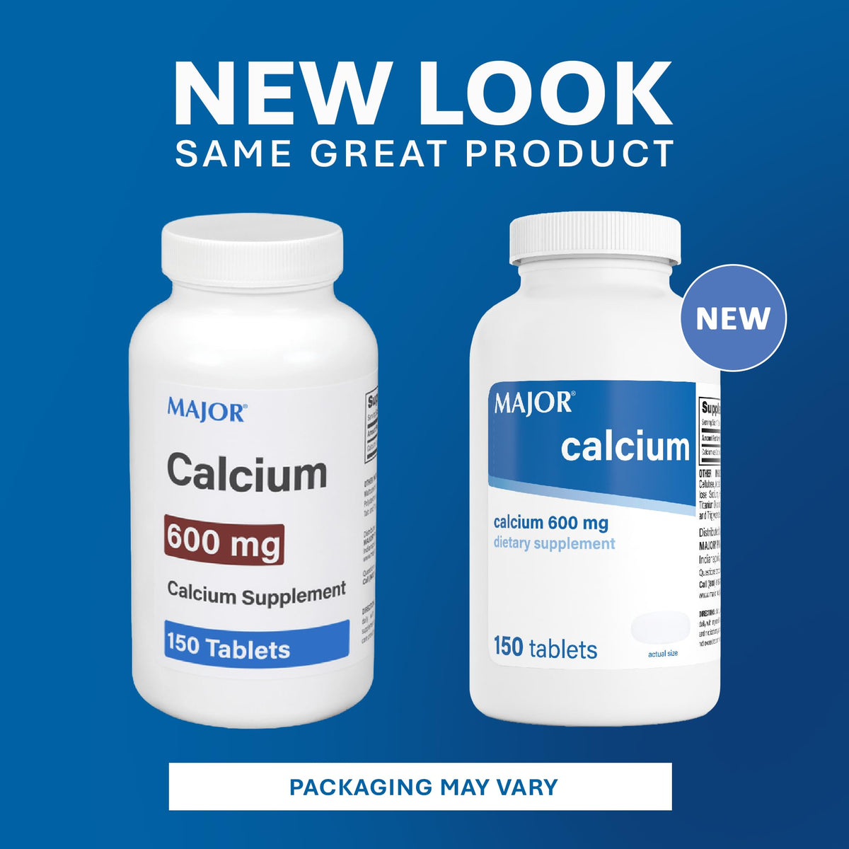 MAJOR comprimés de calcium 600mg sur une table avec des aliments