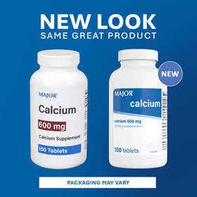 MAJOR comprimés de calcium 600mg sur une table avec des aliments