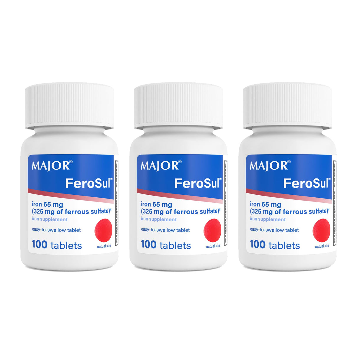 MAJOR Ferosul comprimés de fer 325mg, boîte de 100 comprimés