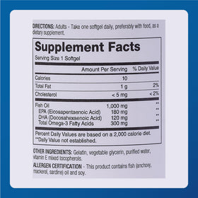 MAJOR Omega-3 Huile de Poisson 1000mg vue de dos