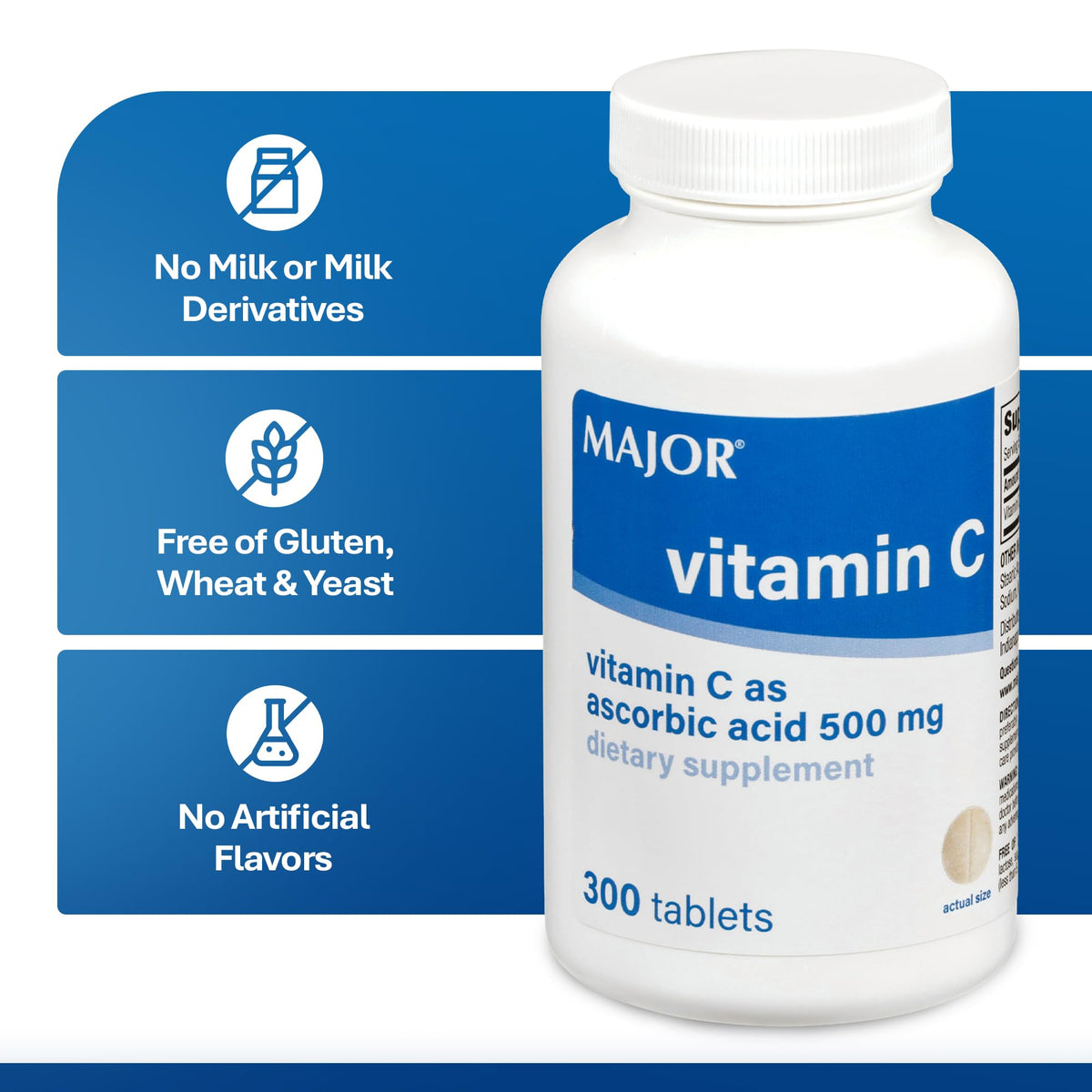 MAJOR Vitamine C 500 mg comprimés - vue de côté du flacon