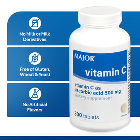 MAJOR Vitamine C 500 mg comprimés - vue de côté du flacon