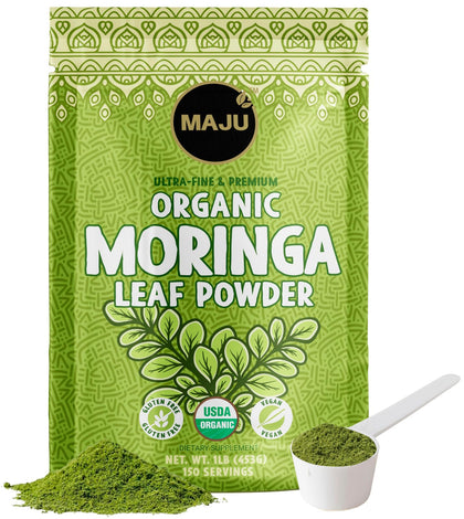 Maju Poudre de Moringa Bio 472g vue avant avec emballage