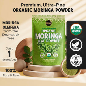 Maju Poudre de Moringa Bio en portion dans un bol