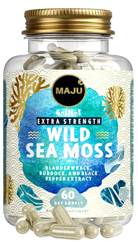 Maju Superfoods capsules d'algues marines 4-en-1, vue de face avec étiquette