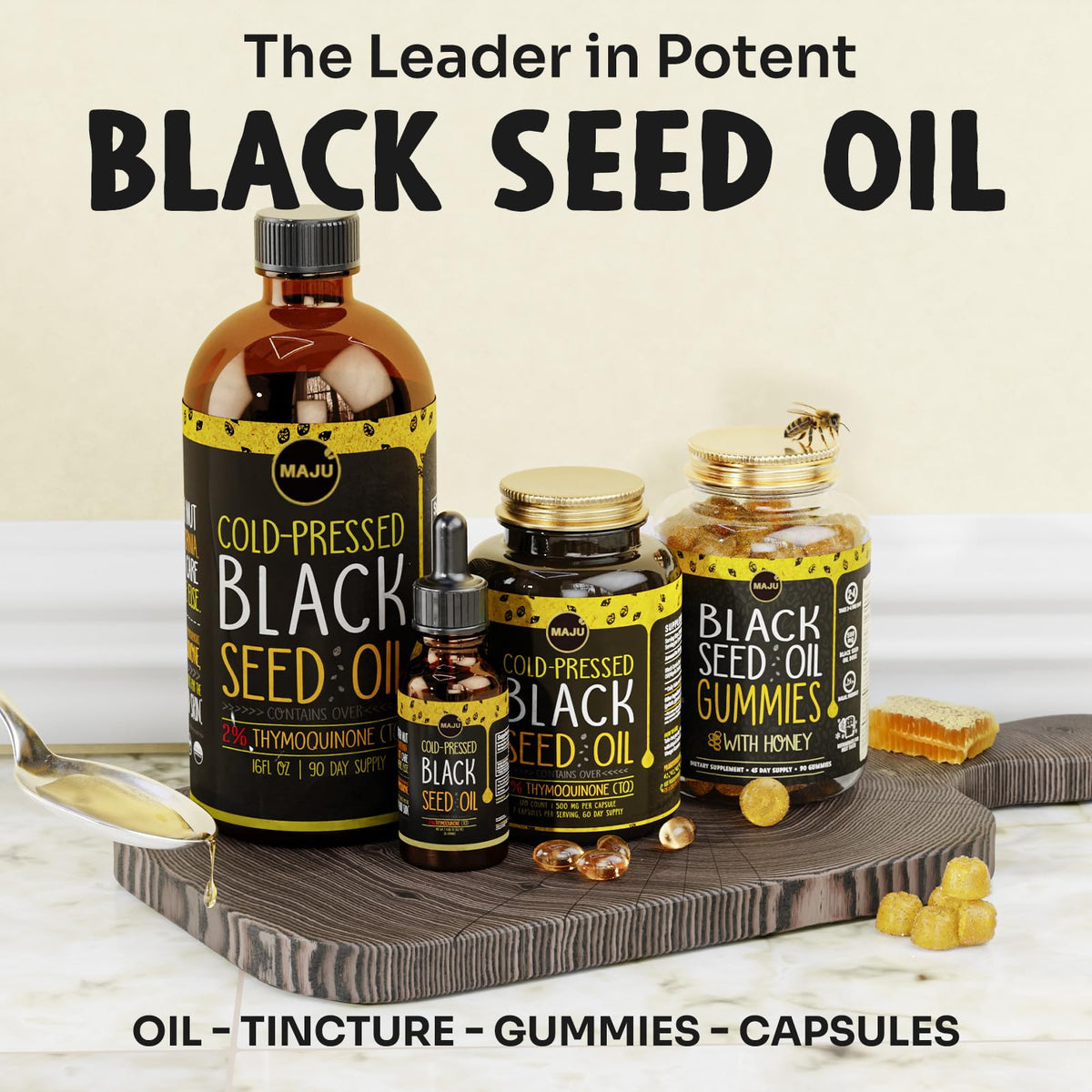 Maju Superfoods Gélules d'Huile de Graines Noires 90ct, vue arrière