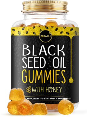 Maju Superfoods Gélules d'Huile de Graines Noires 90ct, vue de face