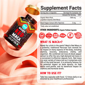 Maju Superfoods Gélules de Racine de Maca Rouge Bio avec ingrédients