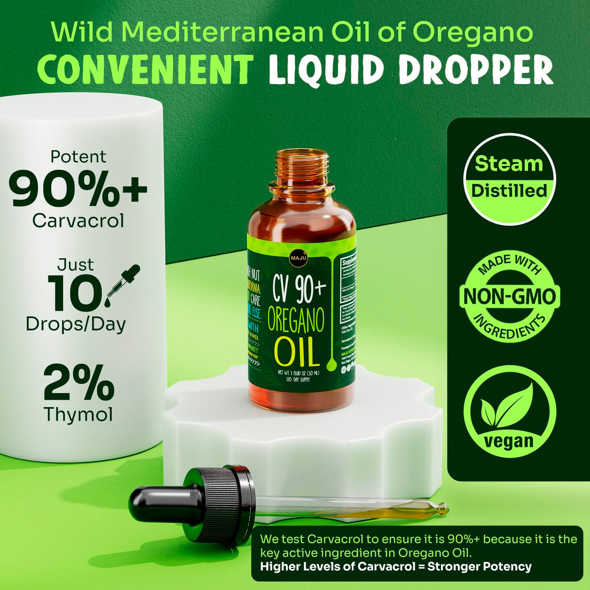 Maju Superfoods Huile d'Oregano 30ml avec étiquette détaillée