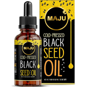 Maju Superfoods huile de graine noire 60ml bouteille en verre