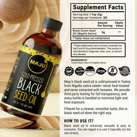 Maju Superfoods Huile de Graines Noires 480ml et son utilisation