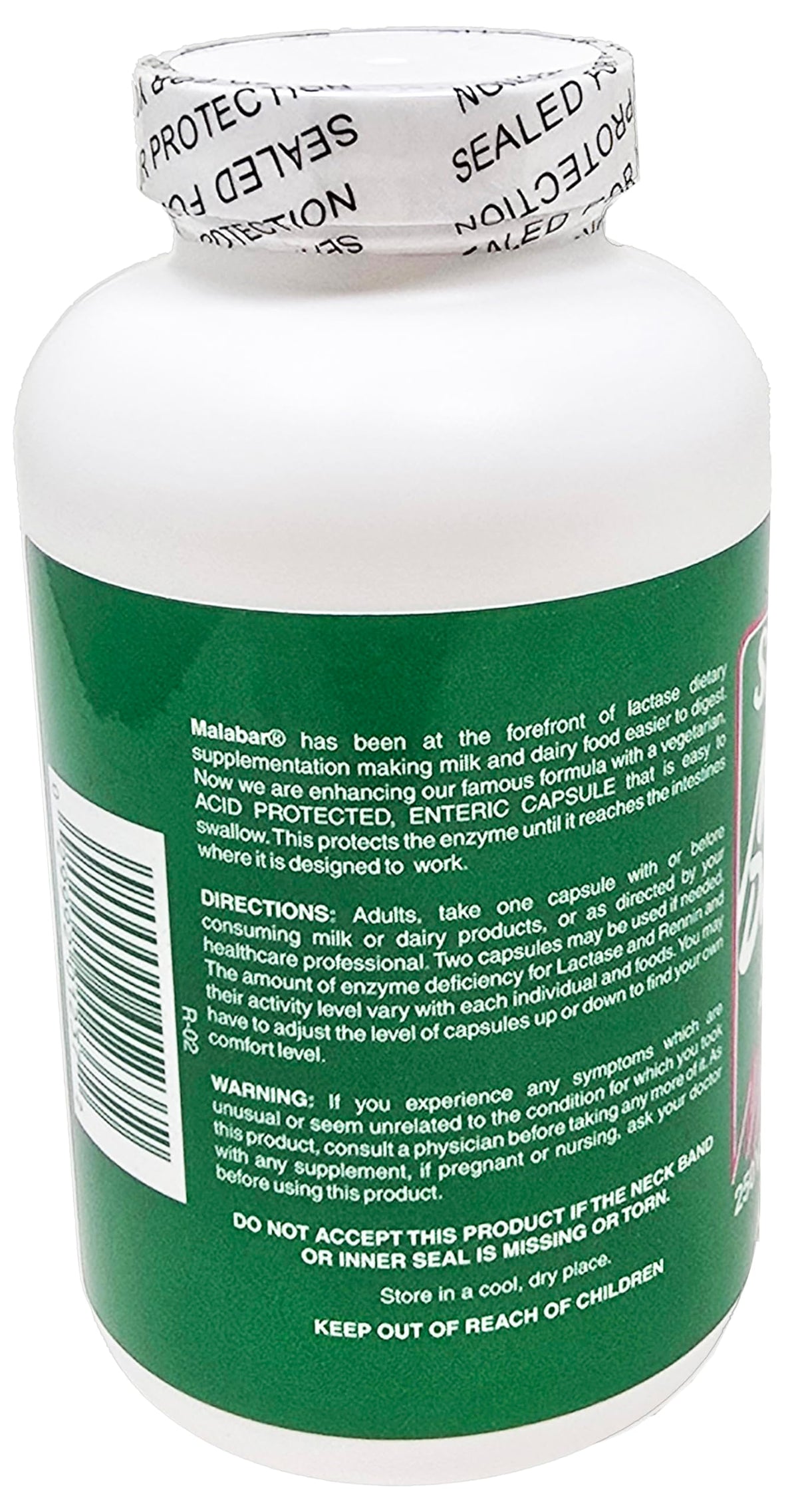 Malabar Super Milk daily 250 Capsules vue arrière