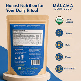 MALAMA MUSHROOMS Poudre de 8 Champignons Bio 141g avec cuillère