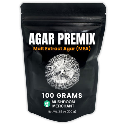 Malt Extract Agar Premix 100g de Mushroom Merchant, vue avant du paquet