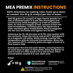 Malt Extract Agar Premix 100g, emballage avec informations produit