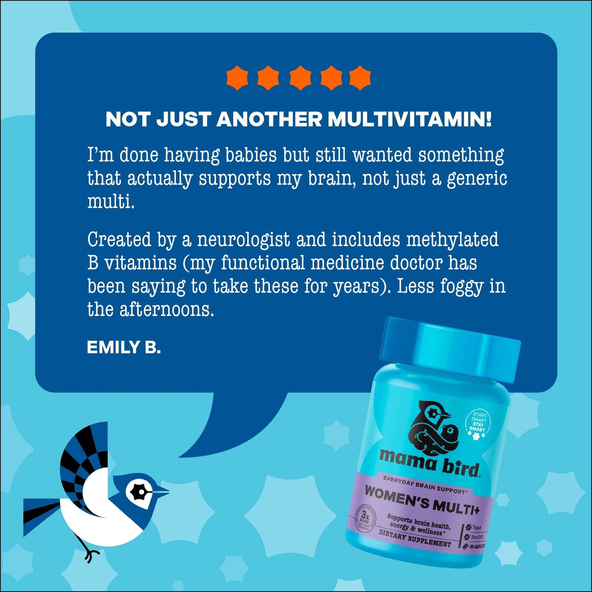 Mama Bird Multivitamines avec une tasse de thé