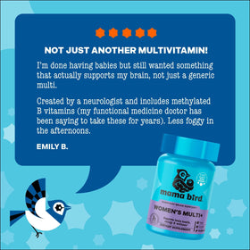Mama Bird Multivitamines avec une tasse de thé