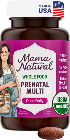 Mama Natural compléments alimentaires prénatals bio, boîte avant vue