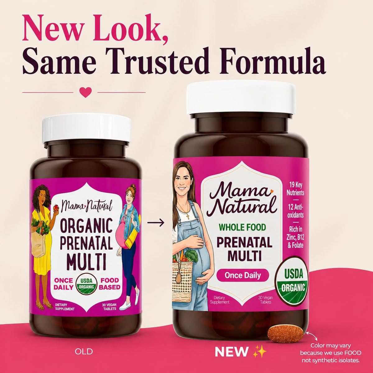 Mama Natural compléments alimentaires prénatals bio, étiquette des ingrédients