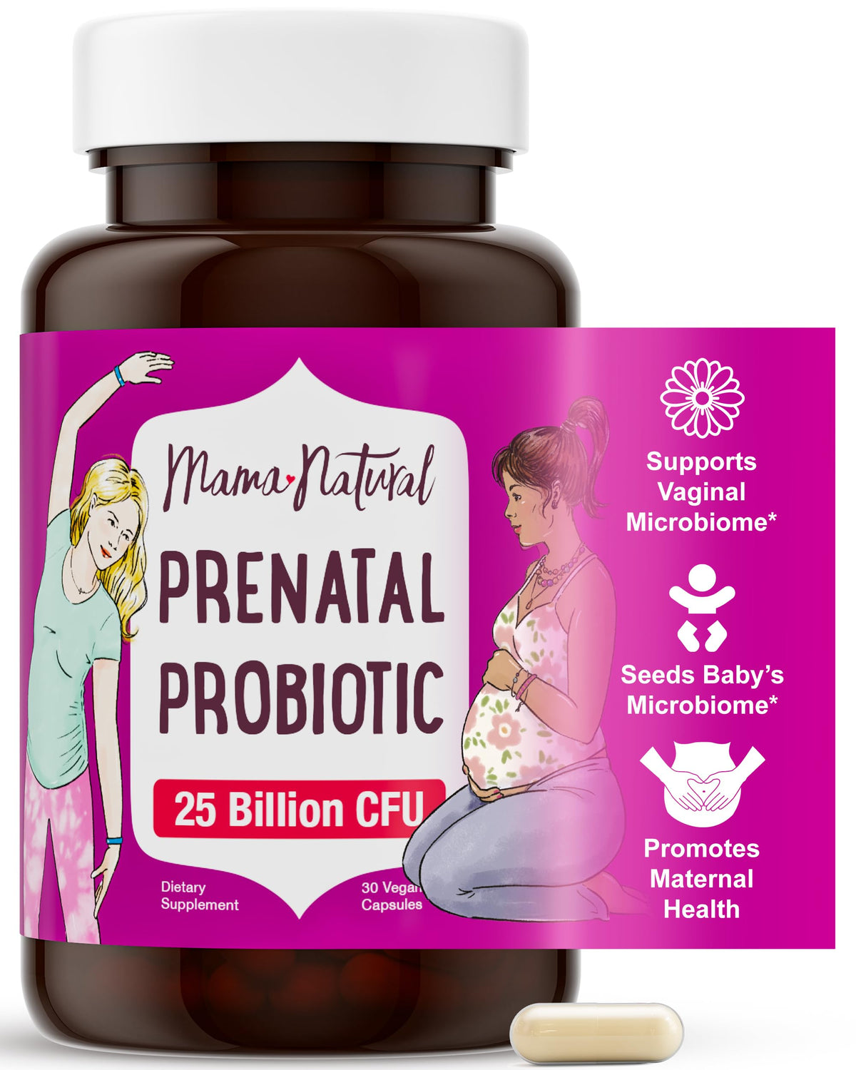 Mama Natural Probiotiques Prénataux 25 Milliards CFU boîte avant