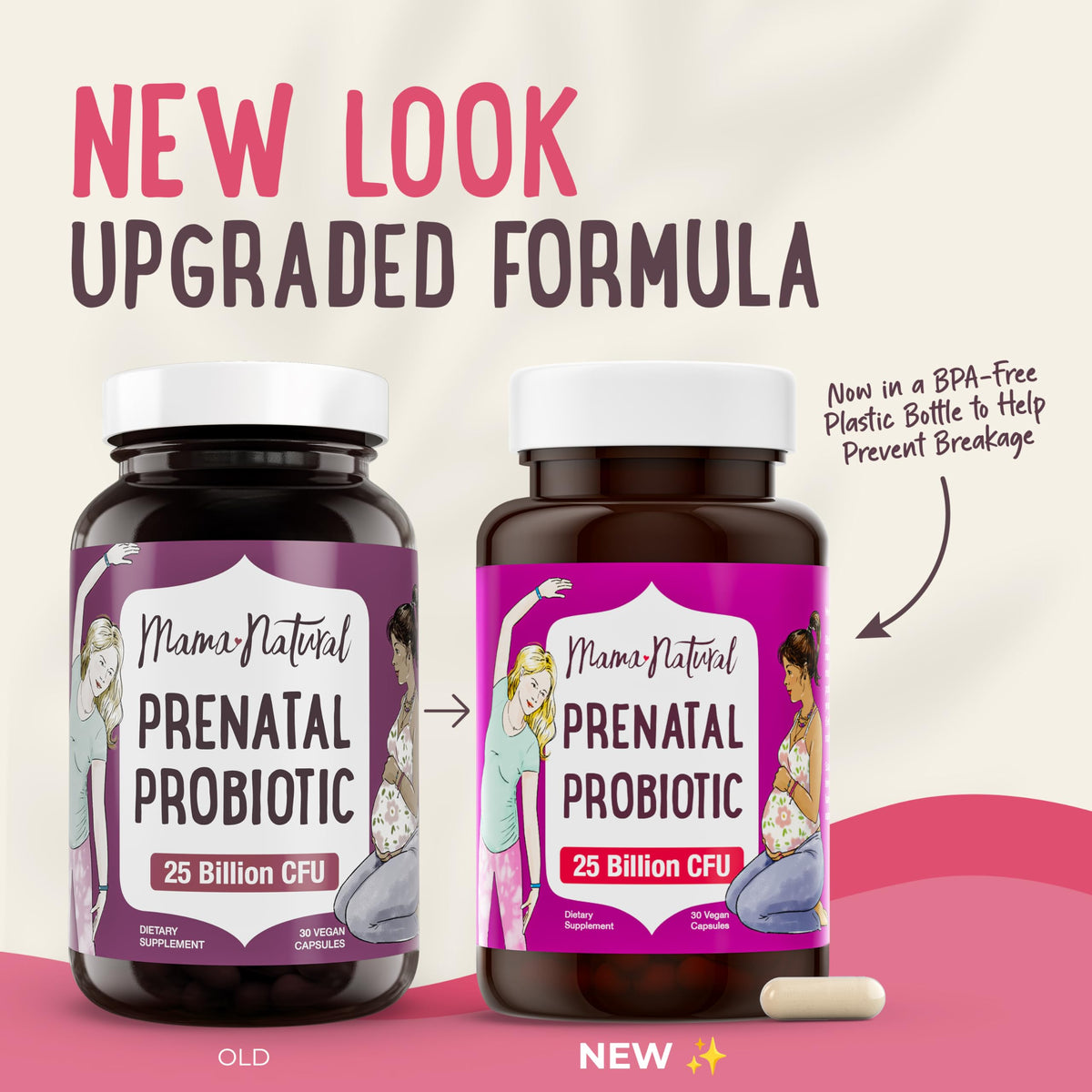 Mama Natural Probiotiques Prénataux 25 Milliards CFU étiquette arrière