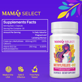 Mama's Select Methylated B12 + Methylfolate 59g vue latérale