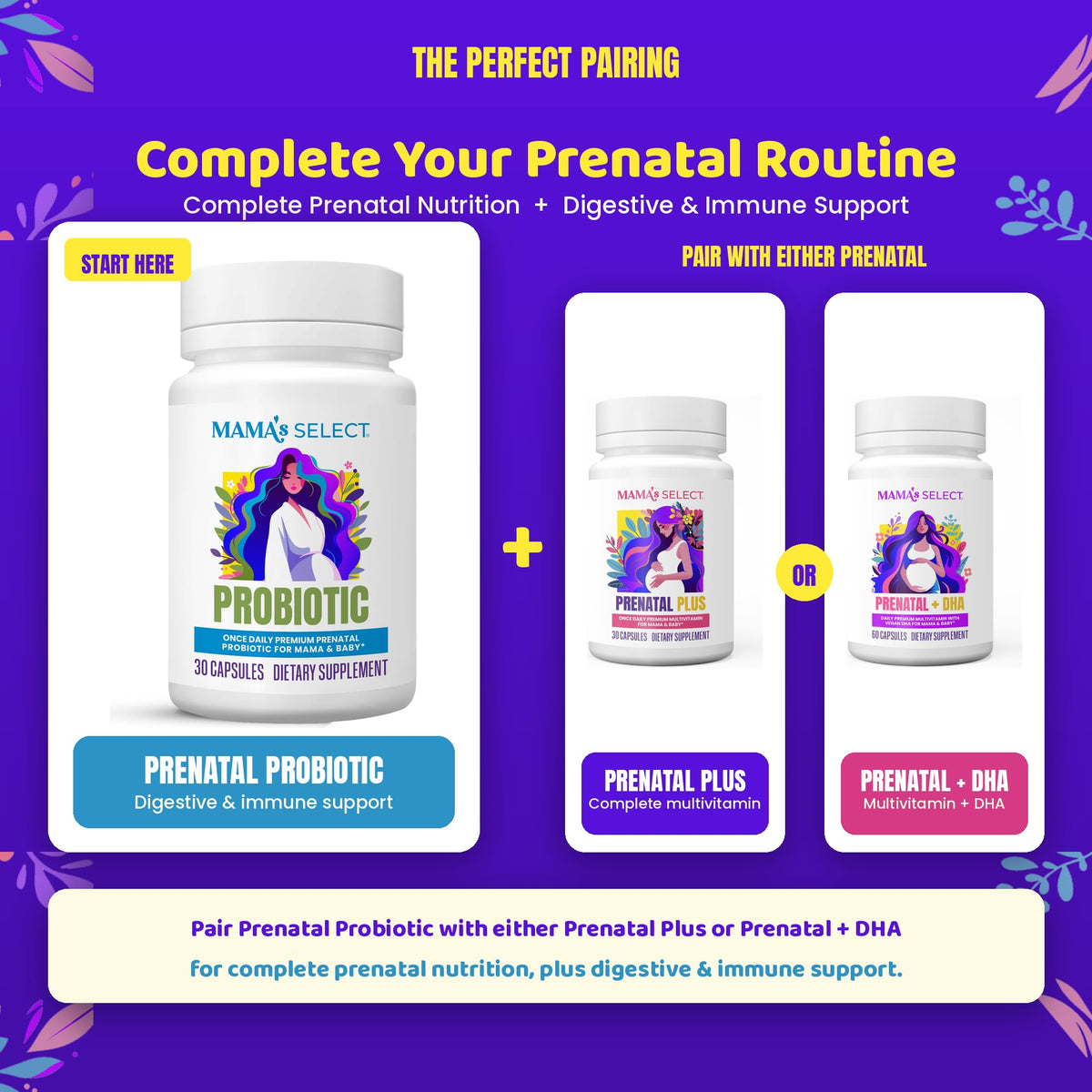 Mama's Select Probiotiques Prénataux 32g en gros plan