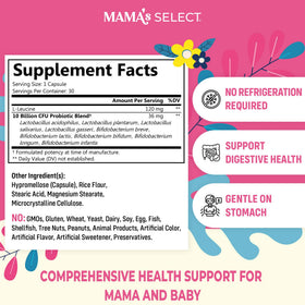 Mama's Select Probiotiques Prénataux 32g vue de dos