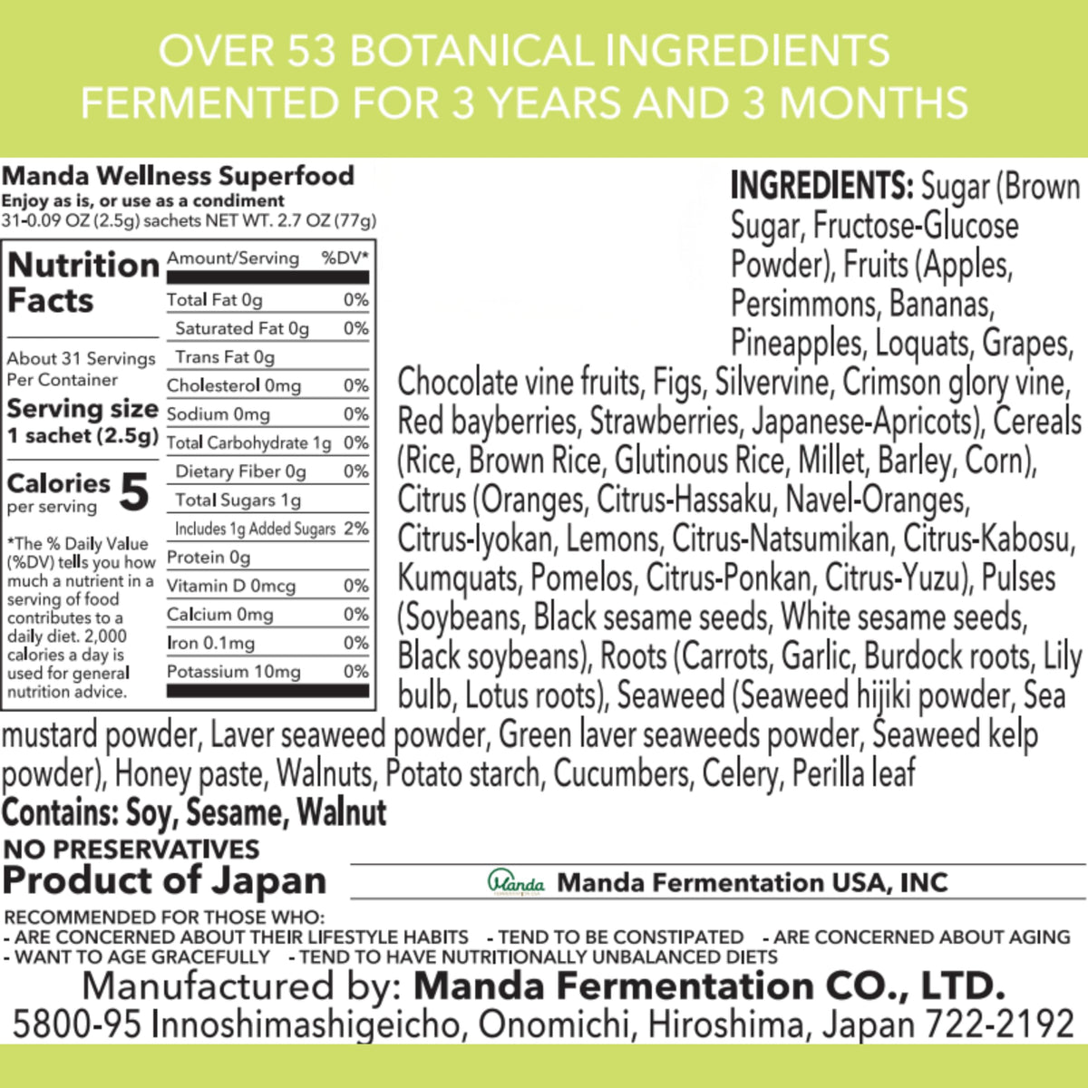 Manda Wellness Superdrink sachet individuel avec composition