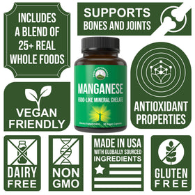 Manganèse Chélaté Peak Performance capsules sur fond blanc