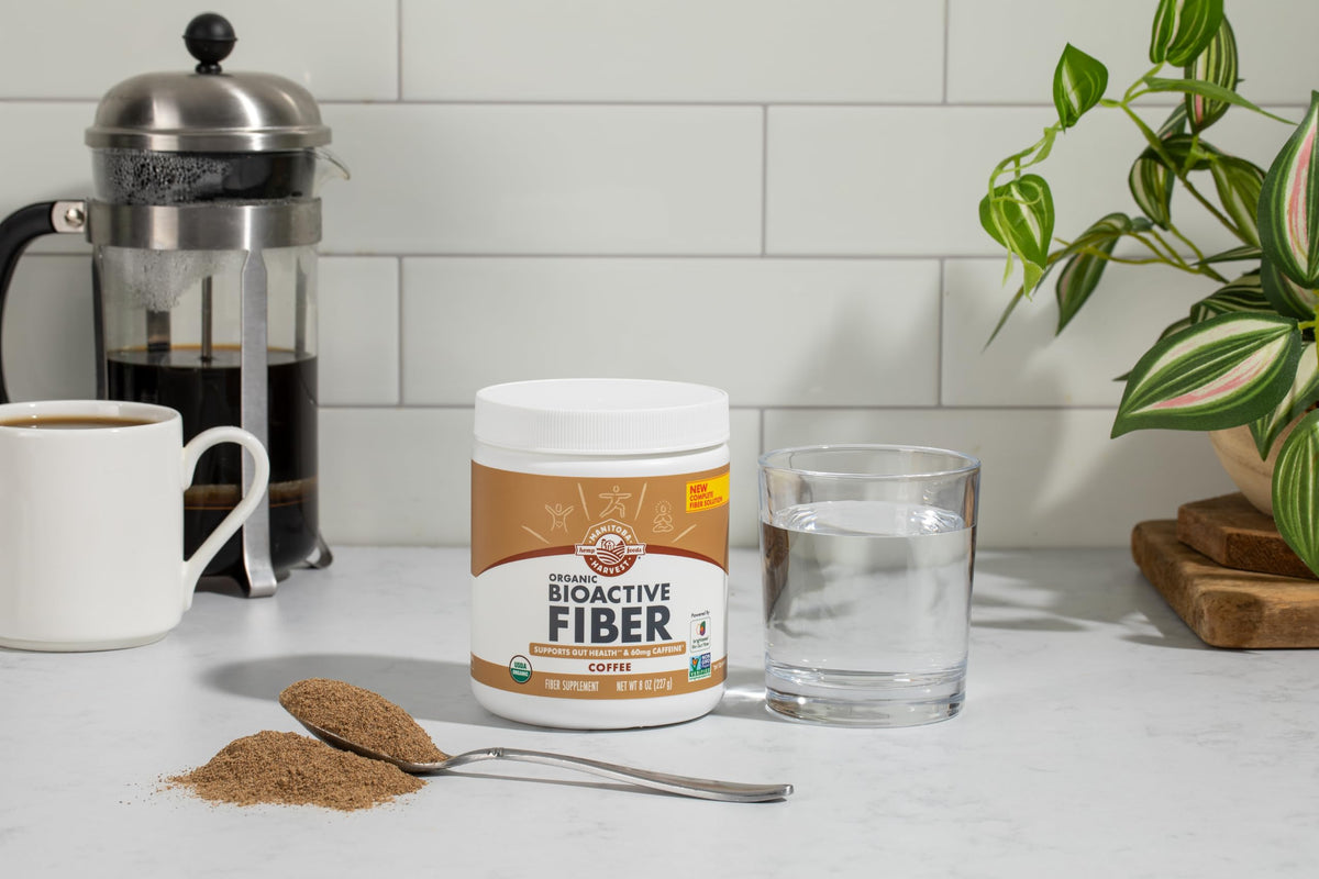 Manitoba Harvest BioActive Fiber complément alimentaire en poudre sur une table