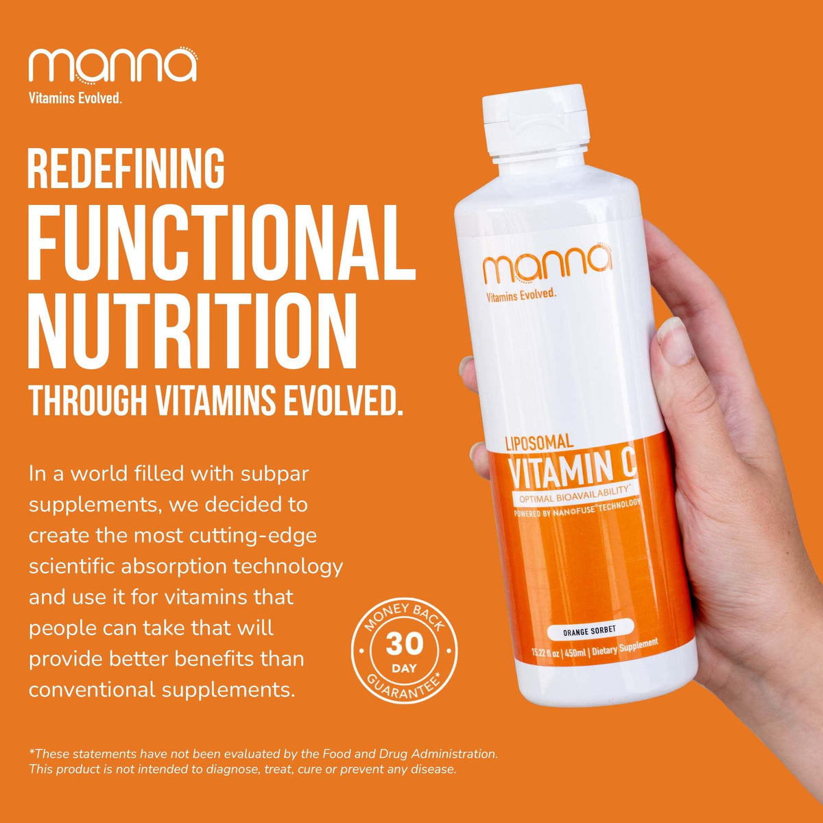 Manna Vitamine C Liposomale 1000mg vue arrière de la bouteille