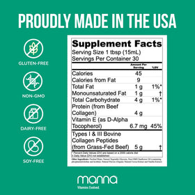 Manna Vitamins Evolved collagène liposomal 5000mg étiquette arrière
