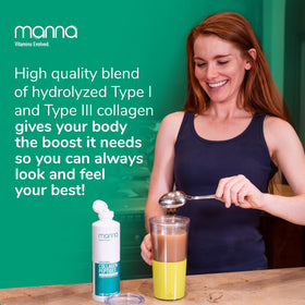 Manna Vitamins Evolved collagène liposomal 5000mg verre avec produit