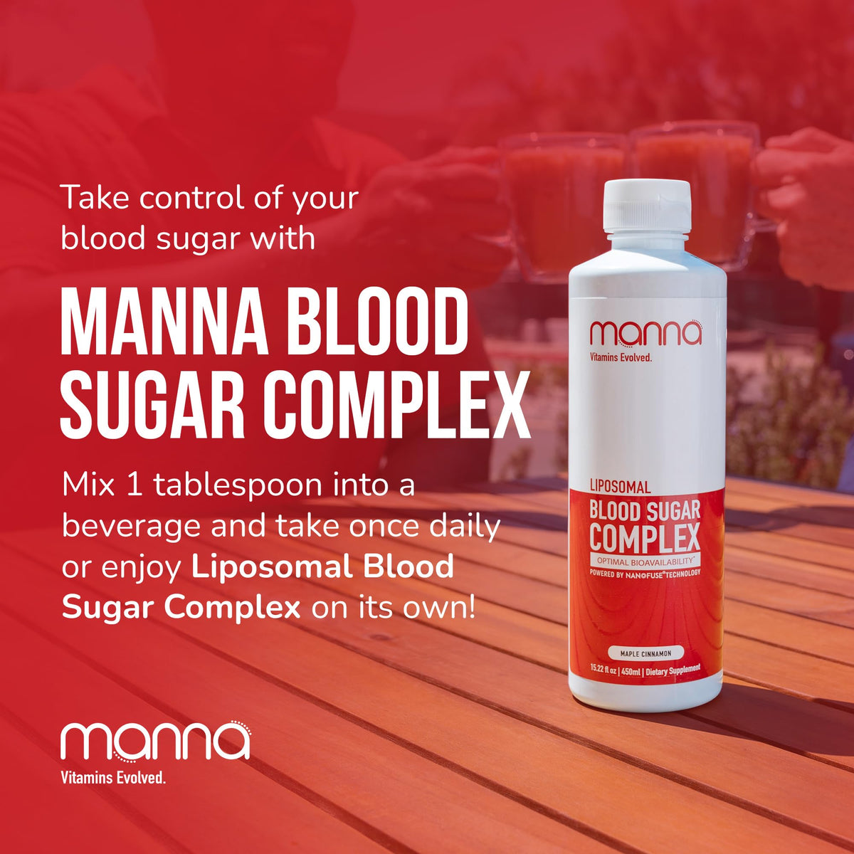 Manna Vitamins Evolved Complex Liposomal Glycémie 544g avec d'autres compléments