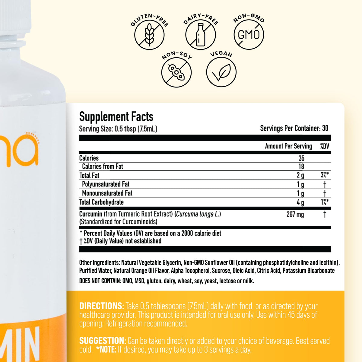 Manna Vitamins Evolved Curcumin Liposomal 250mg en usage sur une table de cuisine