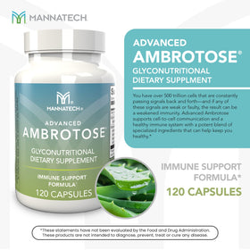 Mannatech Advanced Ambrotose 120 capsules sur une table