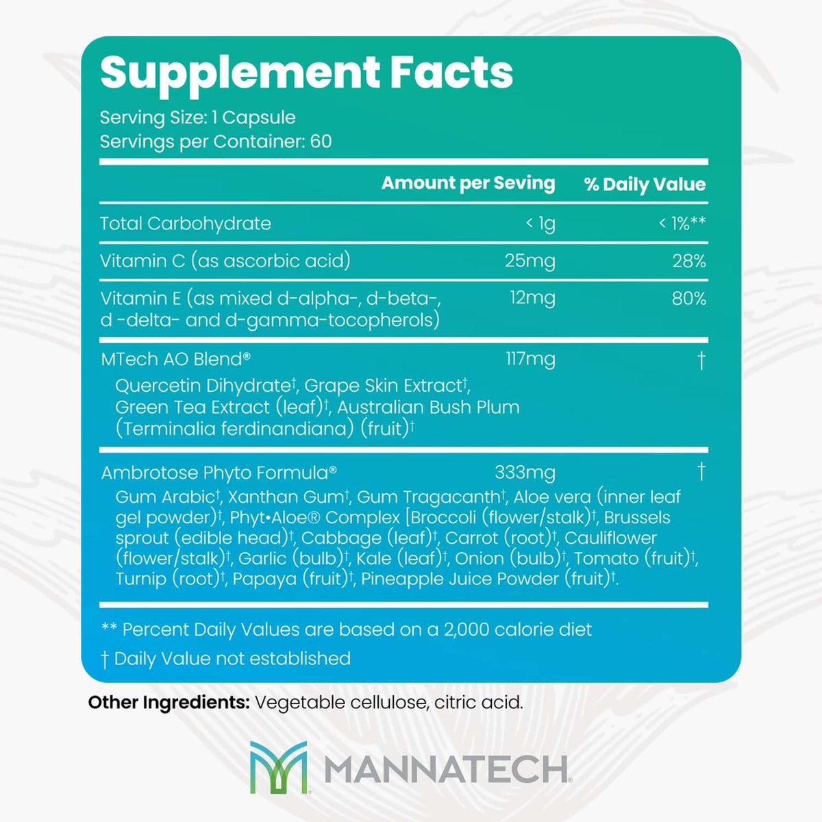 Mannatech Ambrotose AO® 60 Capsules vue arrière