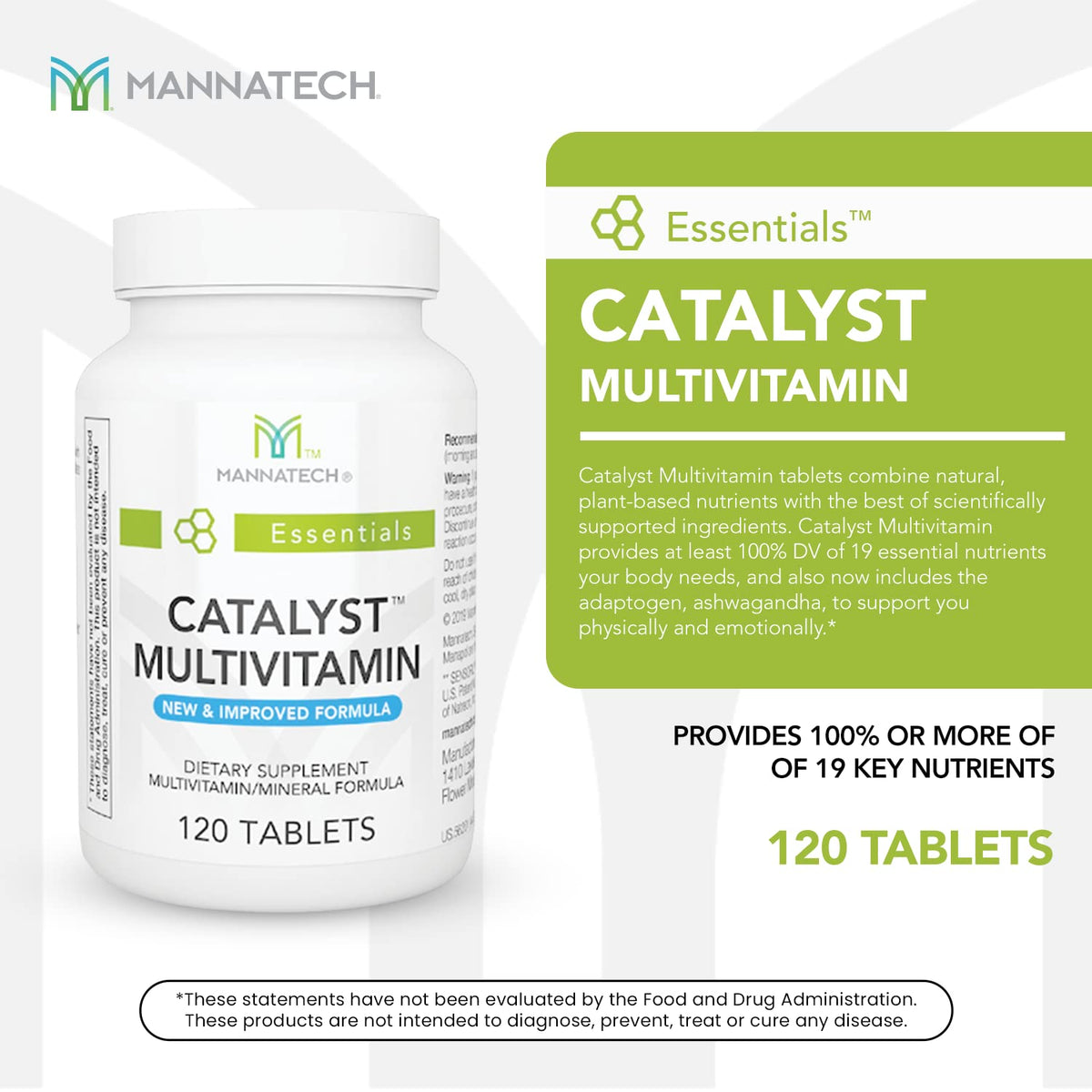 Mannatech Catalyst Multivitamin 120 comprimés - flacon ouvert