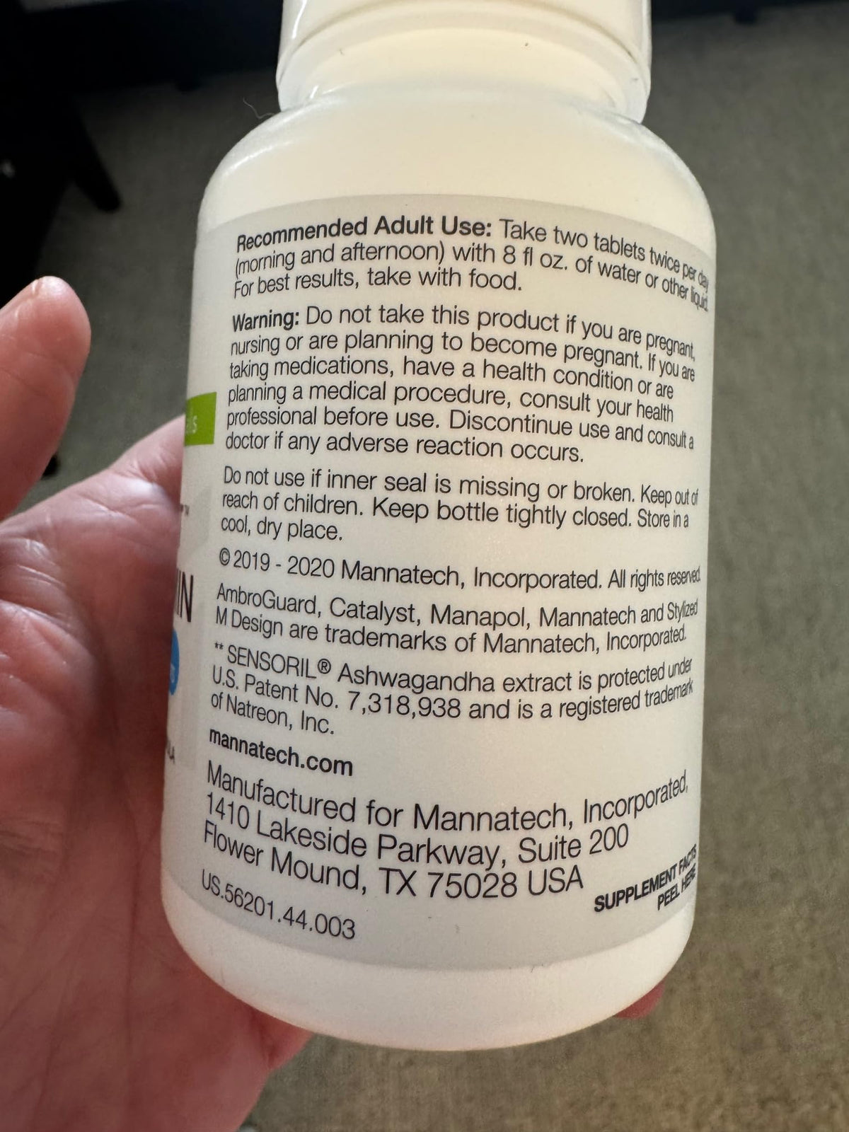 Mannatech Catalyst Multivitamin 120 comprimés - ingrédients